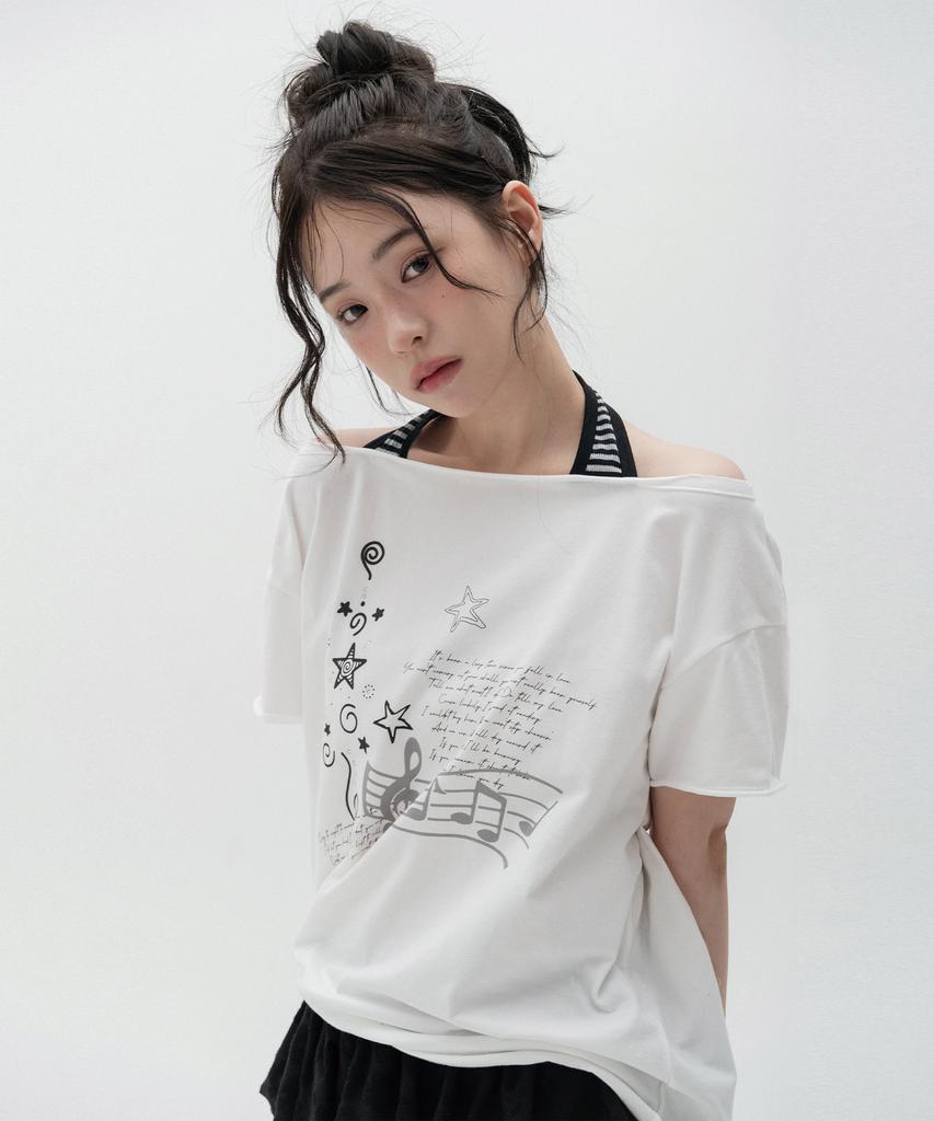 HIGH SCHOOL DISCO Rockstar Halterneck Off-Shoulder_White