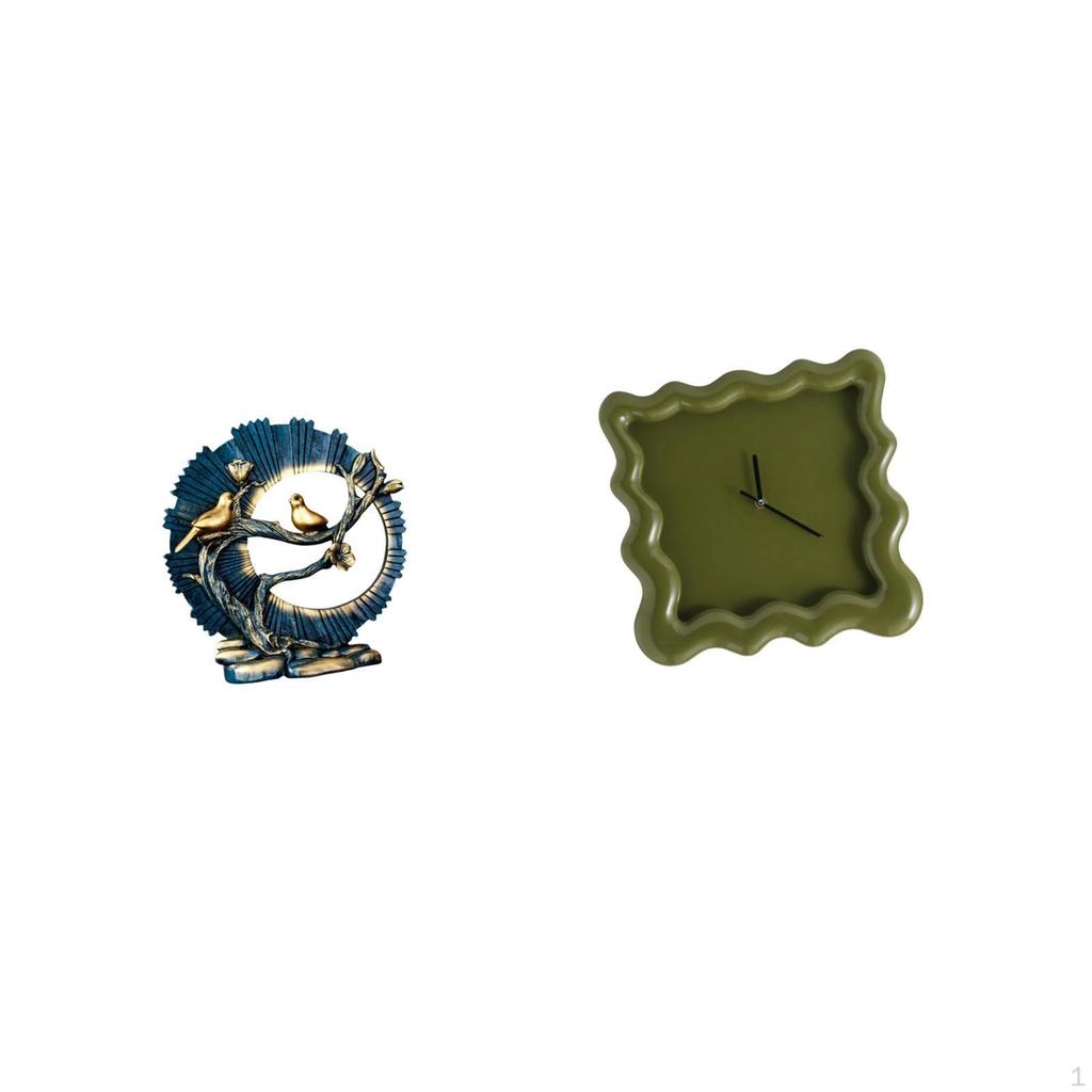 Resin Figurine Ornament for Living Room Desk And Square Wall Clock Decoration Bathroom Farmhouse