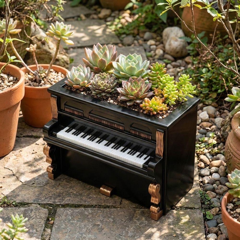 Decorative Piano Planter Retro Style Succulent Pot Piano Flower Pot Desktop Decoration