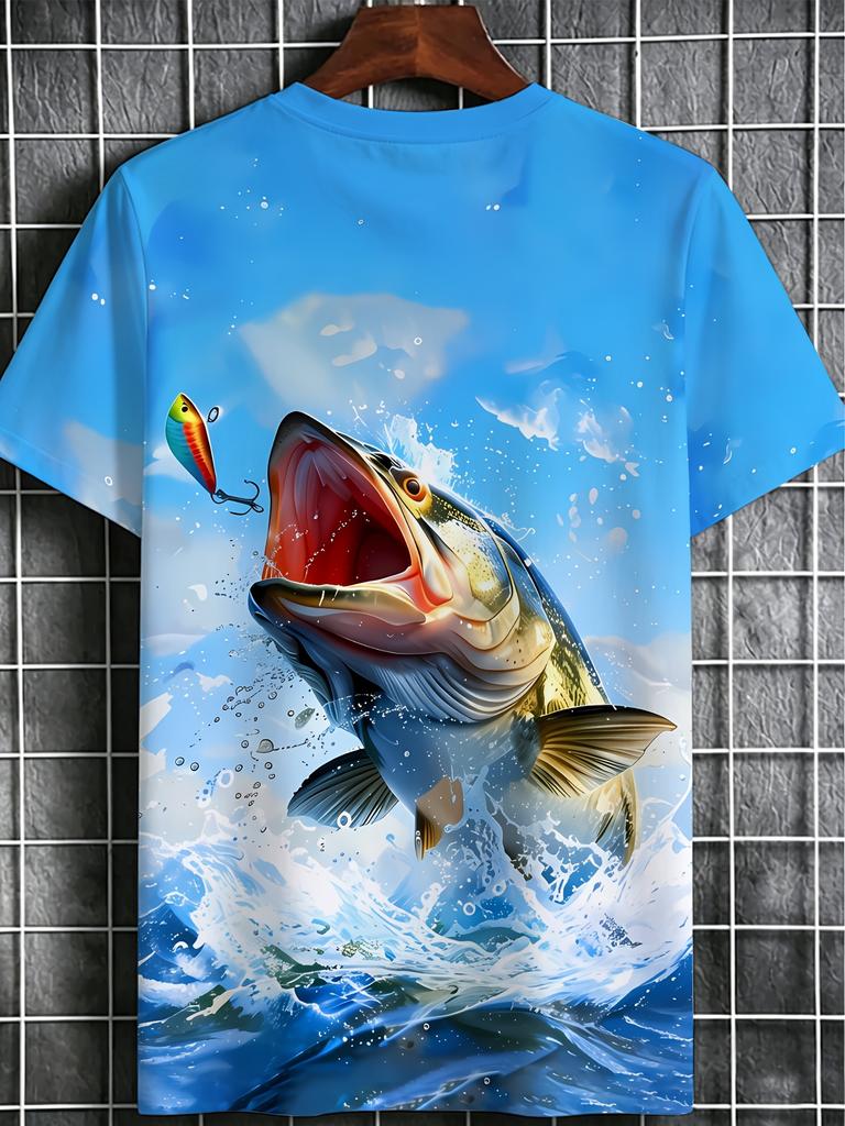 Men's Digital Print T-Shirt, Men's Fashionable Short Sleeve, Versatile for Home and Outdoor Wear, Unique Patterns, Suitable for Parties and