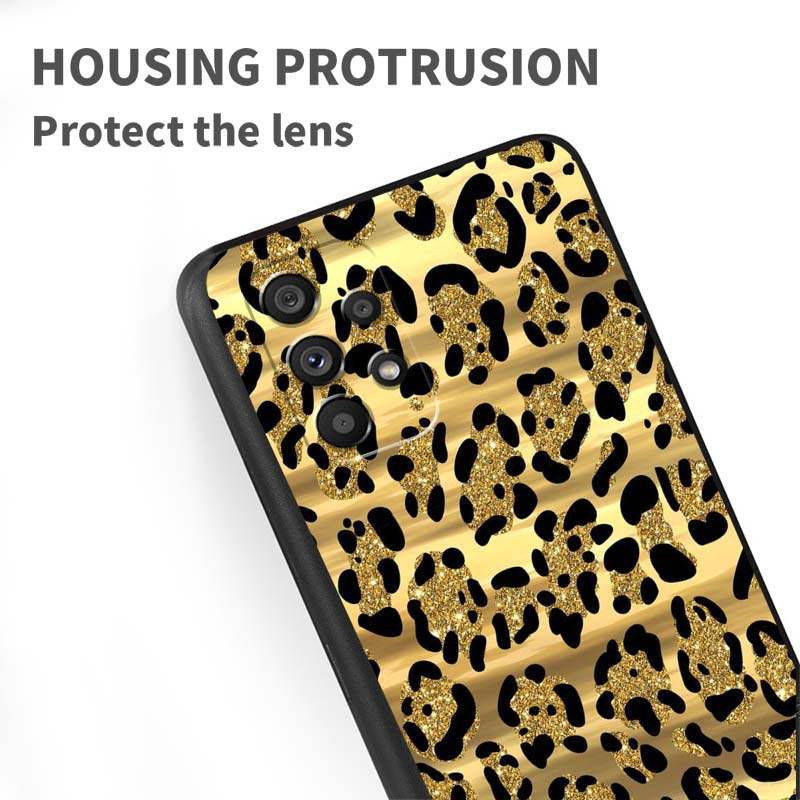 Luxurious leopard print pattern Phone Case For Samsung A73 A72 A71 A55 A54 A53 A52 A51 A13 A22 A16 A15 A12 A14 A26 A07 5G Black