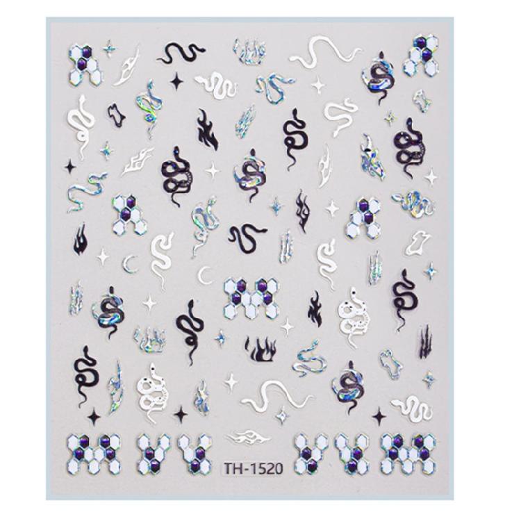 1 Sheet Fashion Nail Art Decals for Chinese New Year Manicure Decors with Cartoon Snake PatternsNail Salon Accessories