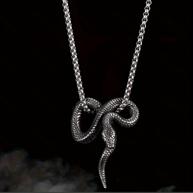 Retro Gothic Snake Pendant Necklace Unisex Fashion Jewelry Gift