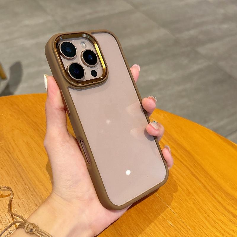 

New Bronze color phone case for For Iphone 16 pro max plus Transparent All inclusive Shockproof Bumper cover Luxury For iPhone 16 Plus