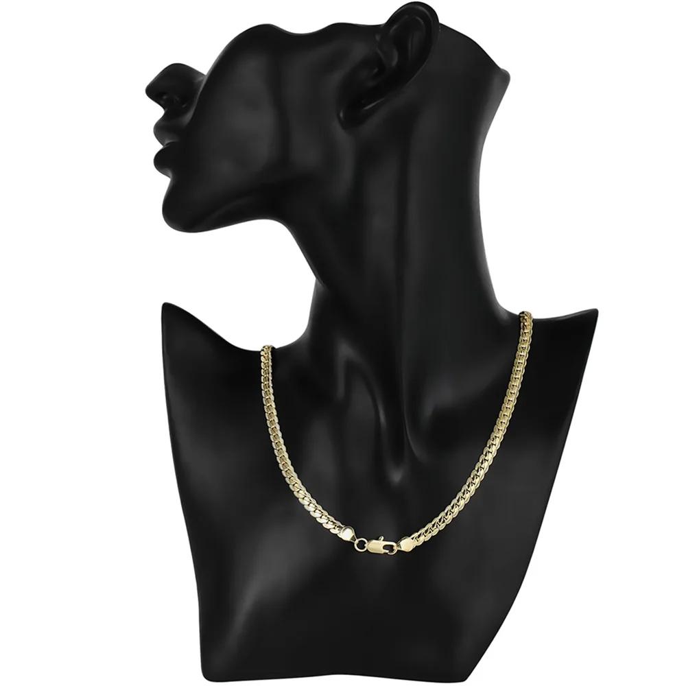 Lihong 18K Gold 18-24inch 45-60cm 5mm Full Side Chain Necklace for Women Men Fashion Wedding Party Charm Jewelry