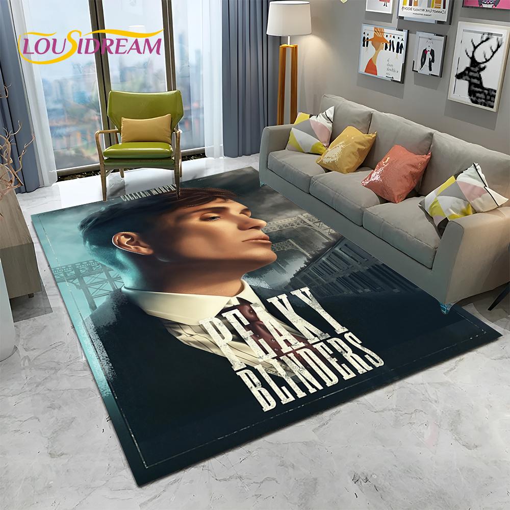 HD Tommy Shelby 3D P-Peaky Blinders Carpet Rug for Home Living Room Bedroom Sofa Doormat Decor,kids Area Rug Non-slip Floor Mat