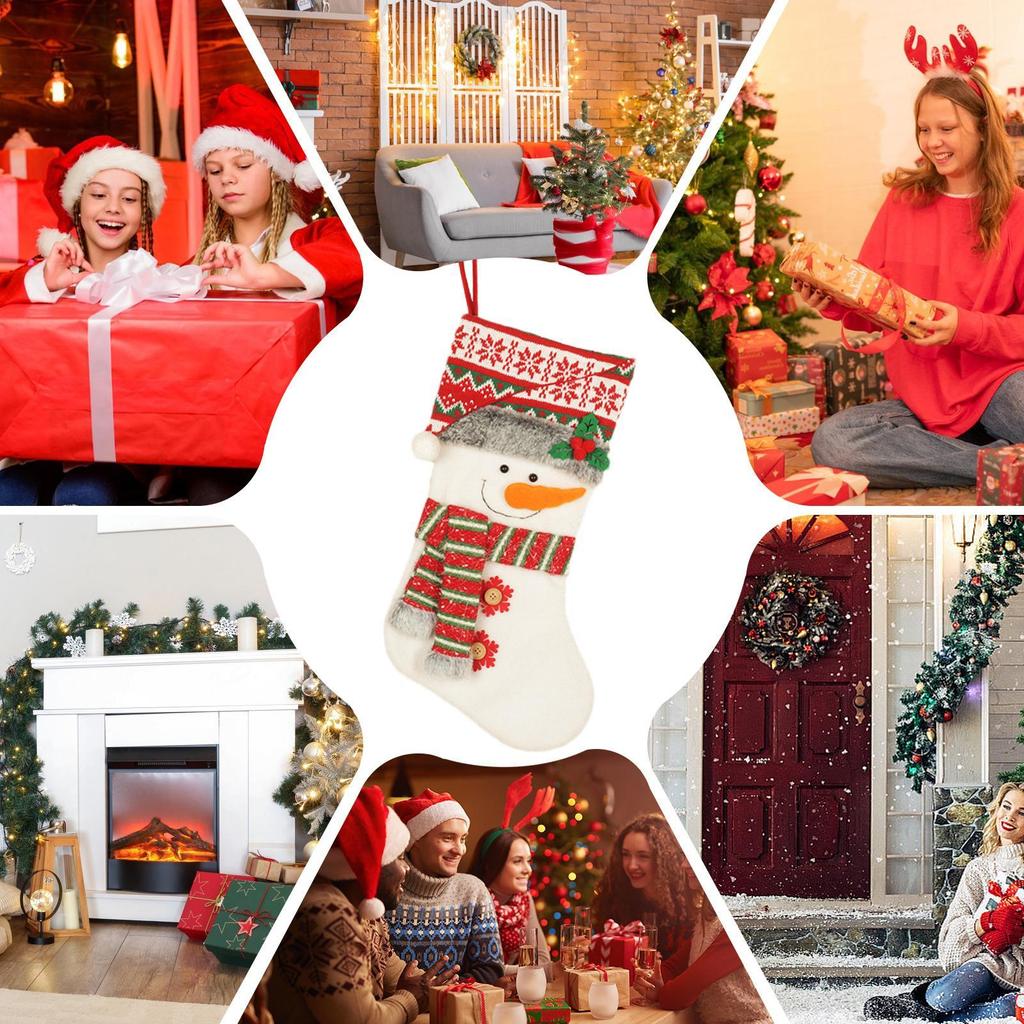 Stockings For Christmas 18.5 Inch Cute Stockings With 3D Pattern Reusable Christmas Goodie Bags For Kids Adults Candy Small Toys