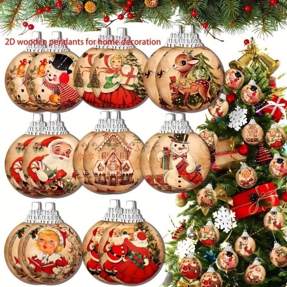 Snowman Farmhouse Hanging Ball Handcrafted Xmas Tree Pendant Retro Christmas Decorations