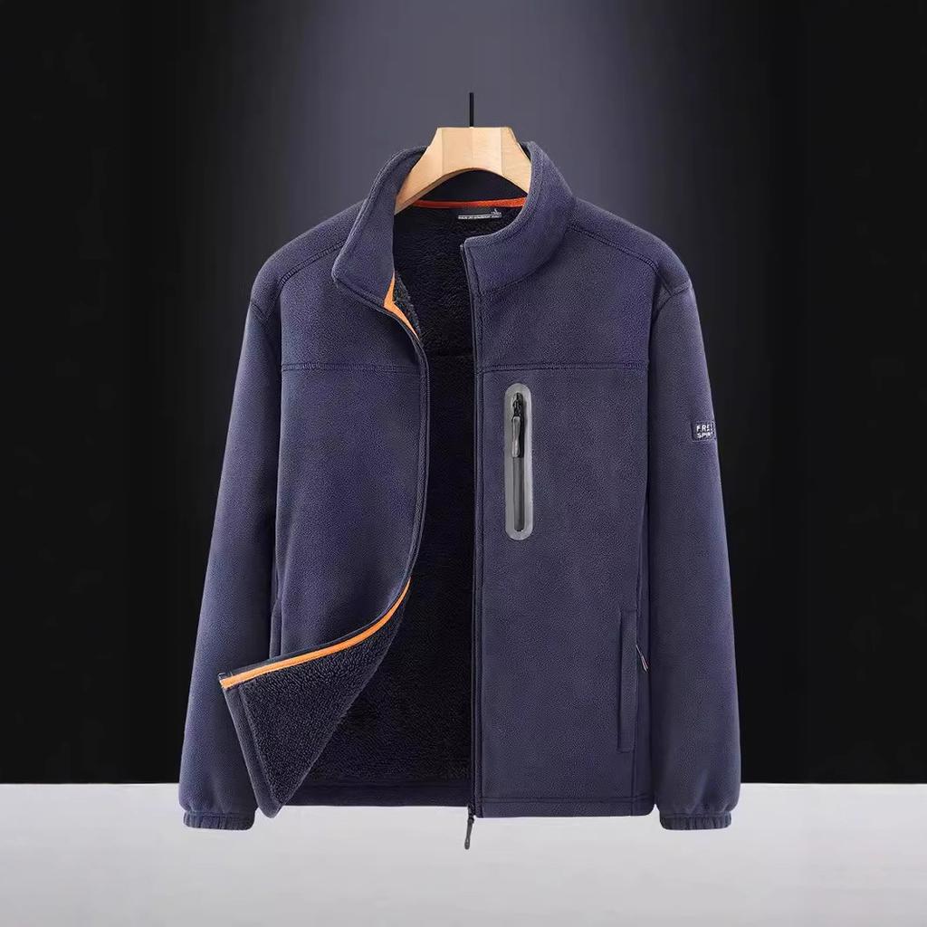 New Autumn and Winter Men's Outdoor Fleece Thickened Autumn and Winter Fleece Jacket Casual Stand-up Collar
