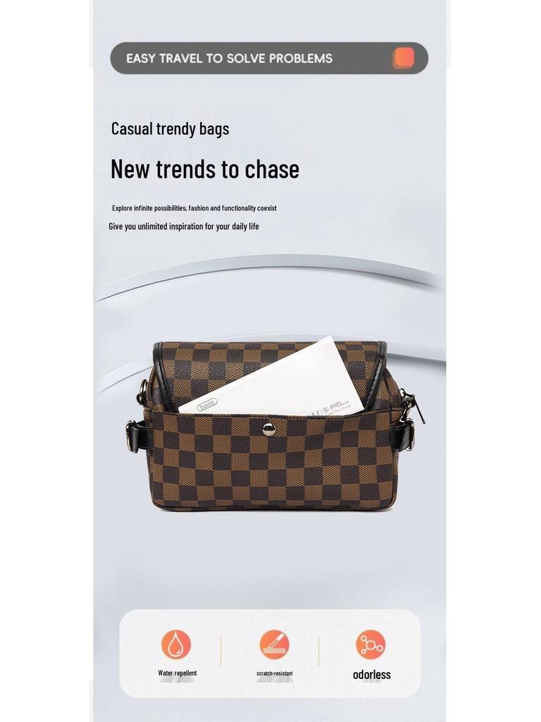 Trendy Plaid Men's Shoulder & Chest Crossbody Bag