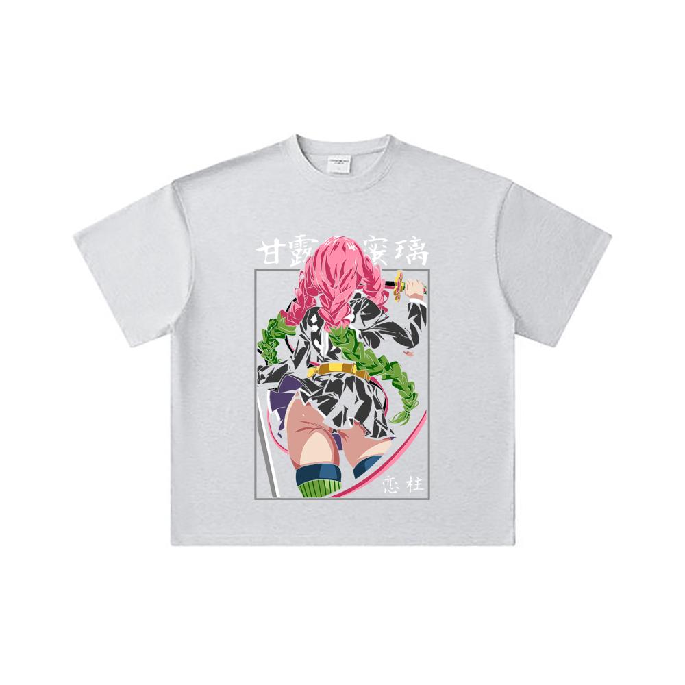 260 GSM Double Yarn 32 Count 100% Cotton Demon Slayer V75 Mitsuri Print Unisex Heavy Cotton T Shirt