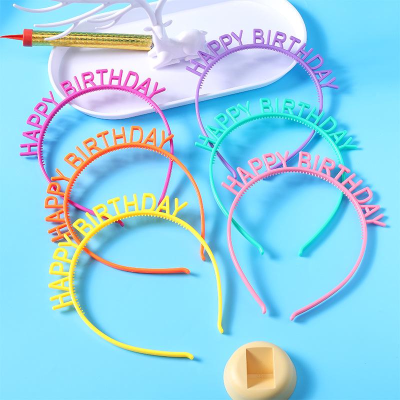 Candy Color Happy Birthday Headbands with Teeth Plastic Hair Hoops Bands Clasps Party Decoration Tiara Crowns Accessories