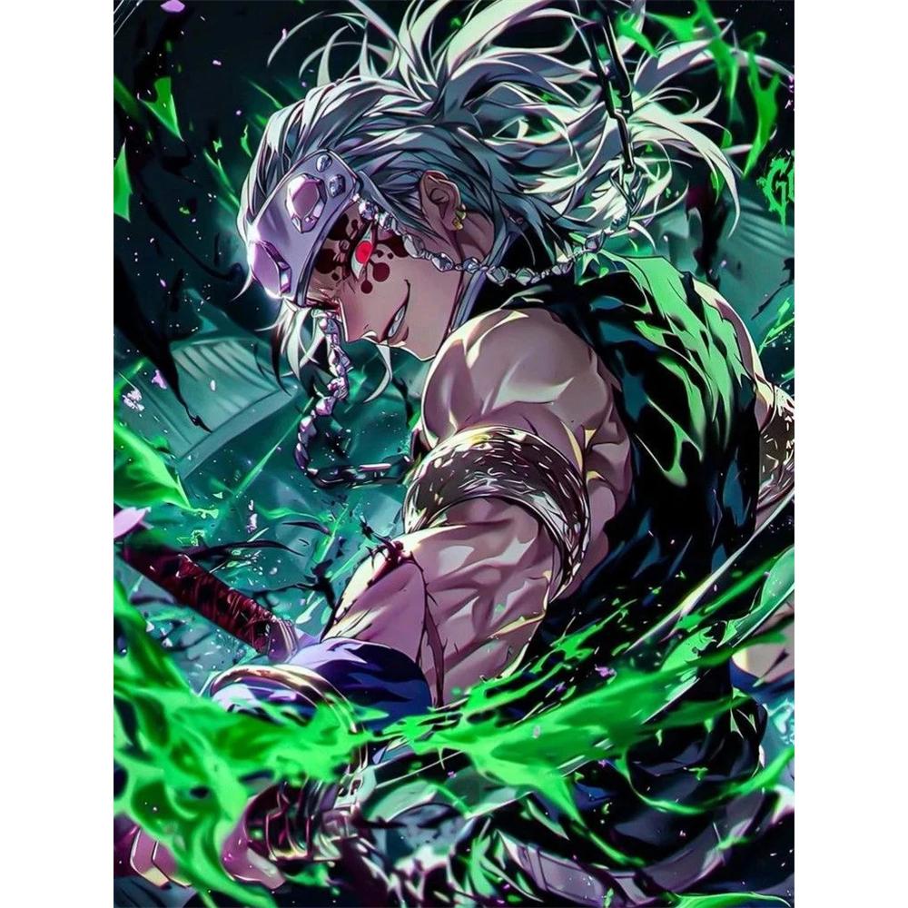 

Вбивця демонів 5D Алмазна мозаїка Kimetsu No Yaiba Алмазна вишивка Повна алмазна мозаїка Мистецтво DIY Танджіро Домашній декор Картина Round 40x50cm