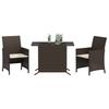 Set da Bistro a 3 Pezzi con Cuscini in Polyrattan Marrone