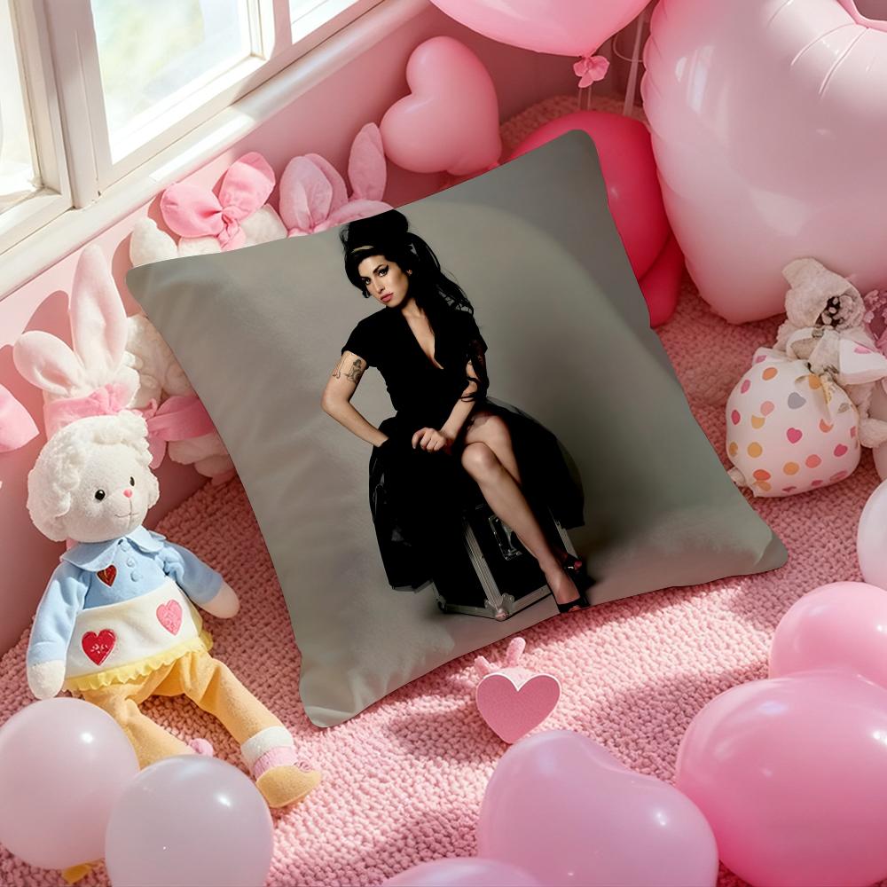 Singer Star A-Amy Winehouse Cushion Cover Pattern Printed Pillowcase for Living Room Sofa Cushion Cover & Bedroom Decor