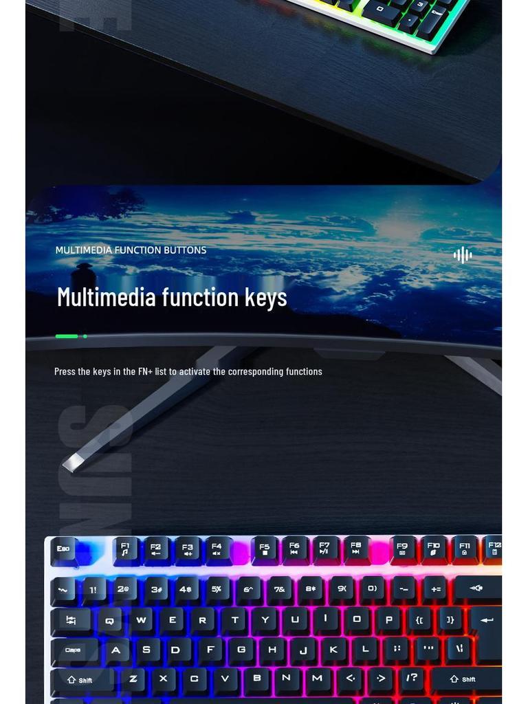 4-in-1 Wired Luminous Gaming Set: Keyboard, Mouse, Headset, Mouse Pad.