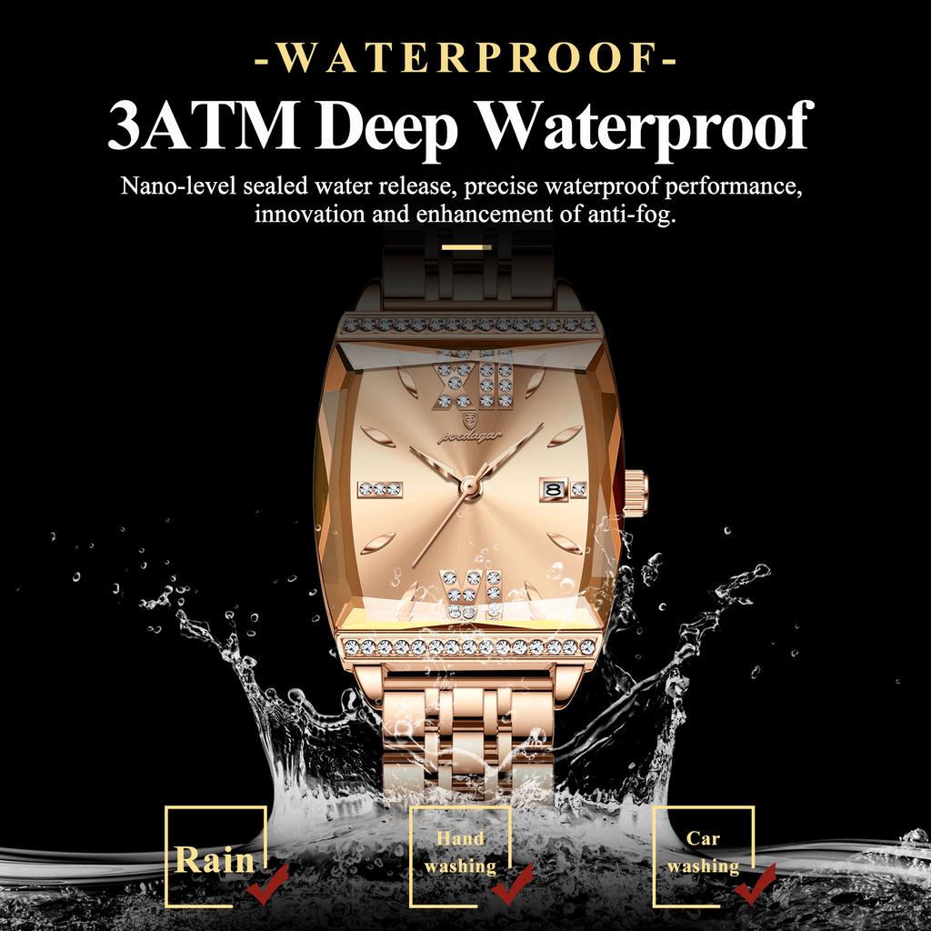 POEDAGAR Trendy Elegant Woman Wristwatch Date Waterproof Luxury Ladies Clock Stainless Steel Casual Quartz Women's Watches Reloj