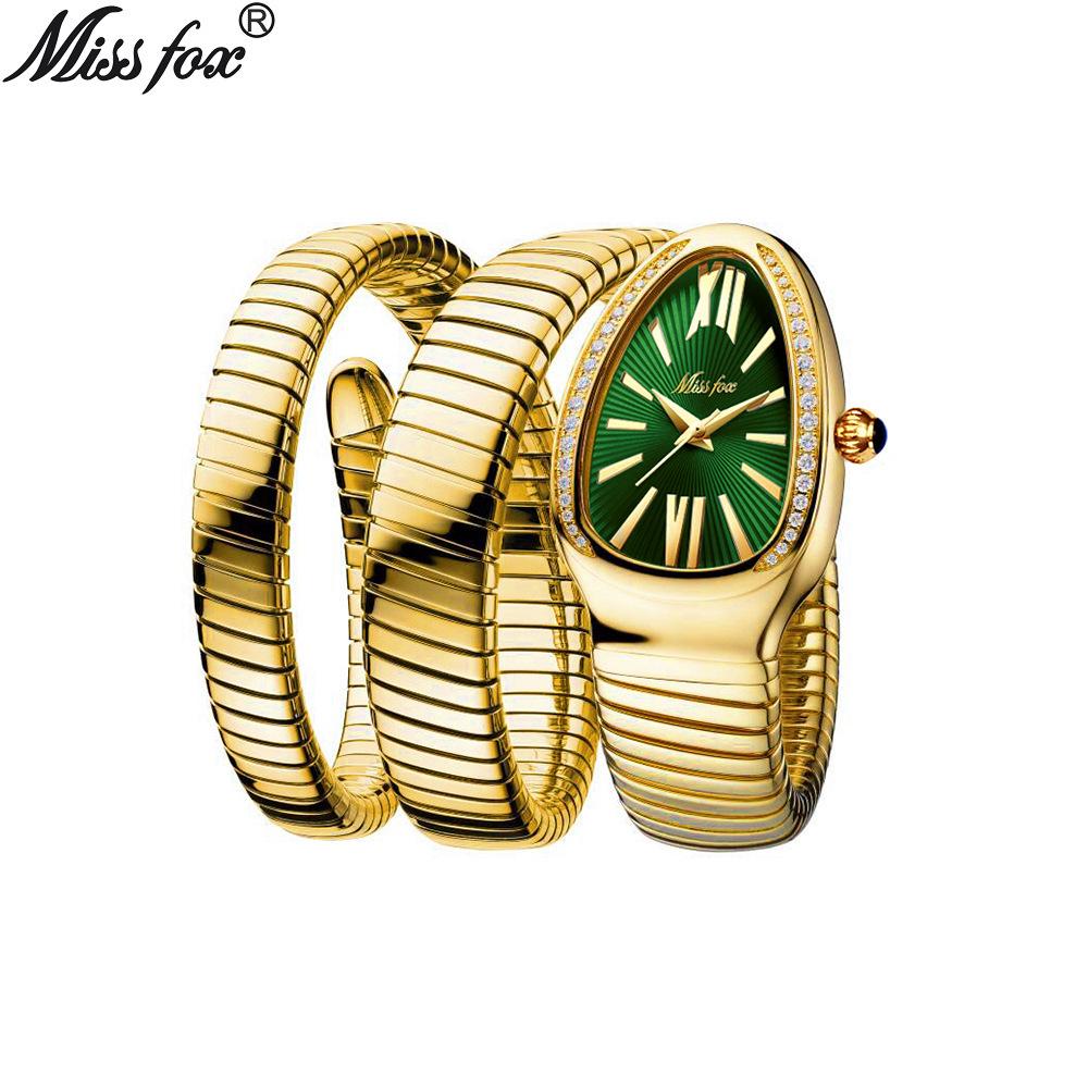 Reloj Brazalete Envolvente MISSFOX de Alta Moda con Forma de Serpiente