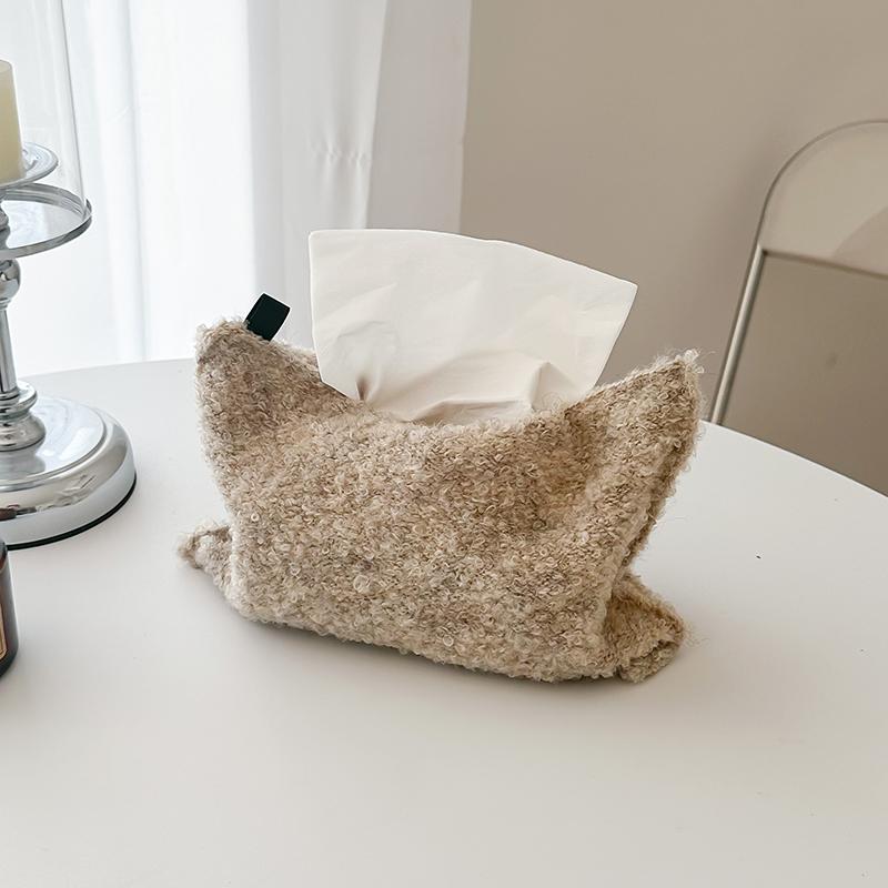 Nordischer Stil Wolle Gestrickt Taschentuchbox Auto Innenraum Dekoration Heimdeko Milchweiß Stoff Taschentuchhalter Hängende Tasche