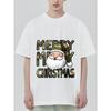 Christmas T-Shirt Black Camouflage Santa Claus Merry Christmas Print Holiday Party Wear
