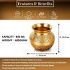 Rise Pure Brass Lota for Puja, Kalash for Pooja (400 ml, 1 Piece) Handcrafted Floral Design Brass Vessel