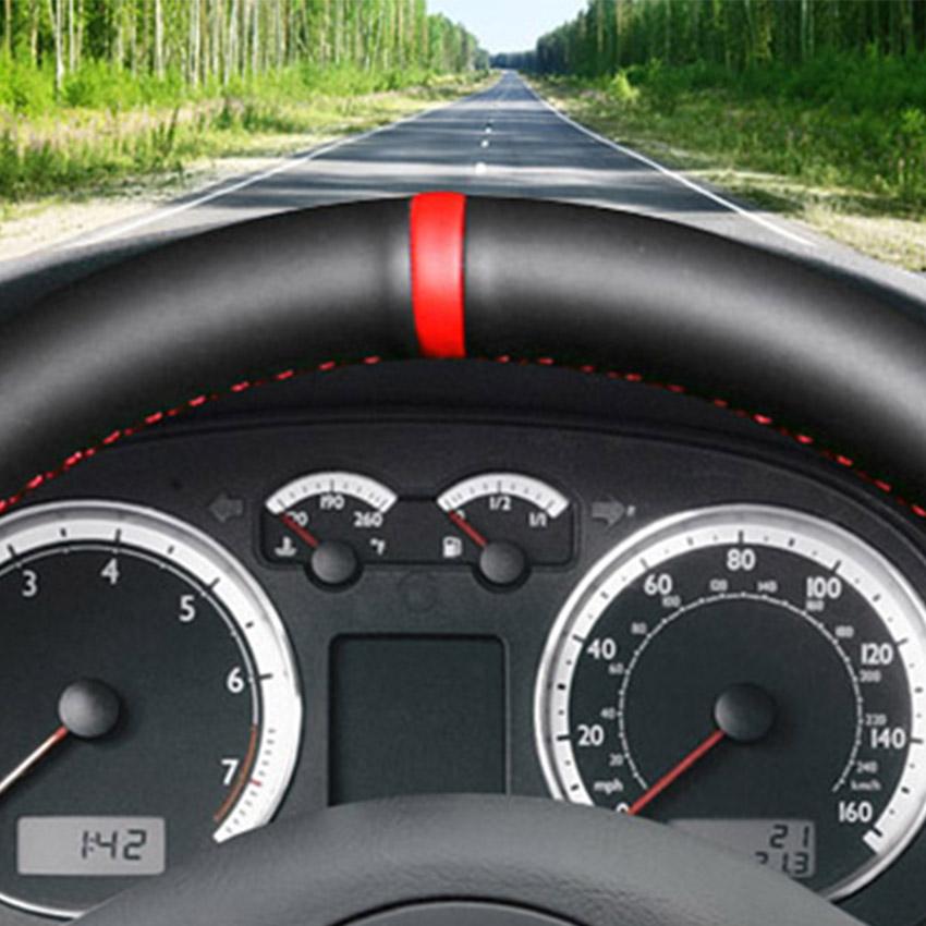 Black Faux Leather Car Steering Wheel Cover for Volkswagen VW Golf 4 (IV) Passat Polo Bora 1997-2005 Seat Leon MK1 Toledo 1998-2005