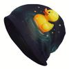 1pc Casual Style Cartoon Knit Beanie - Cute Yellow Rubber Duck Pattern, Durable Knit Fabric, Comfortable Stretch Fit, Casual Outdoor Hat, Festive Head