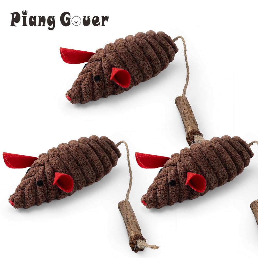3pcs Artificial Mouse Cat Toy Teasing Stick Teasing Interactive Plush Mouse Pet Toy