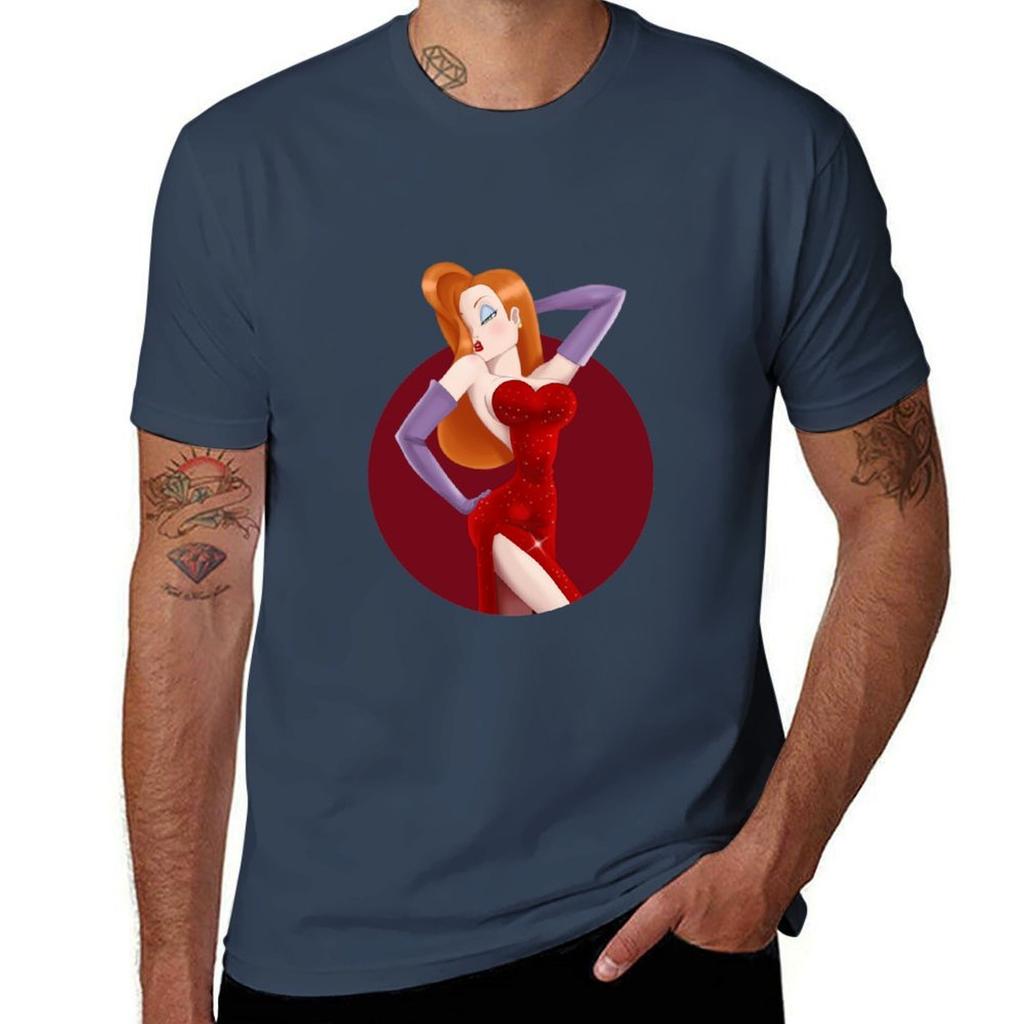 Jessica Rabbit T-Shirt T-Shirts Baumwolle 100% T-Shirt für Mann 100 Prozent Baumwolle Herren T-Shirts für Männer lässiges T-Shirt