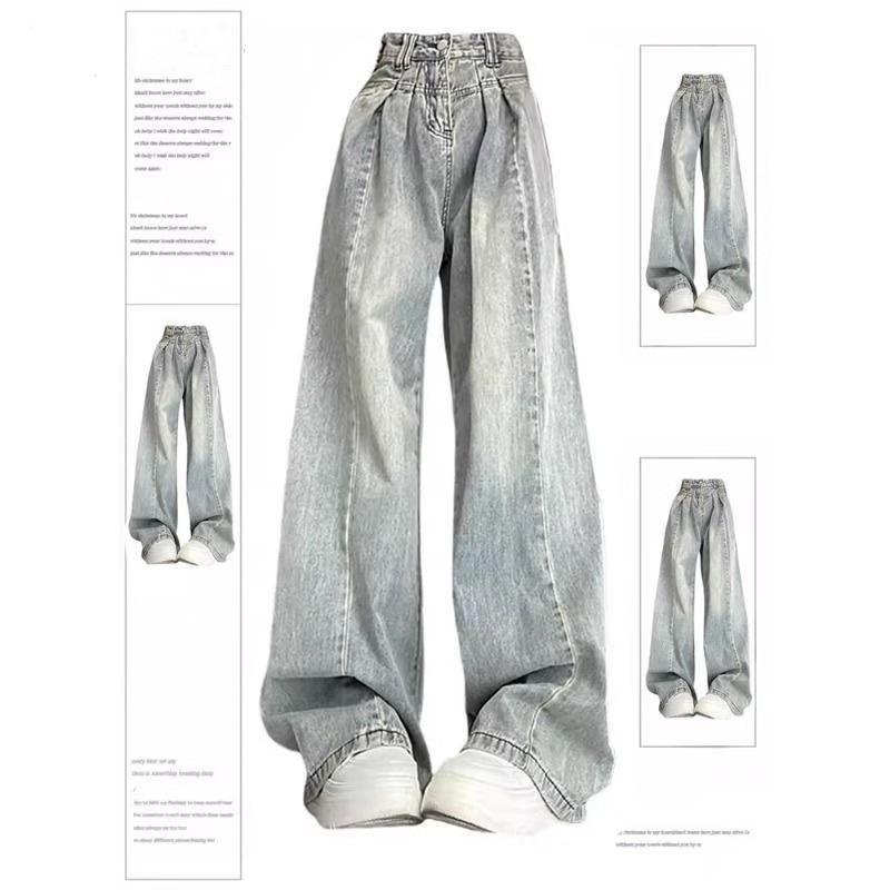 

Женские джинсы с высокой посадкой и широкими штанинами – тип фигуры «груша», летние, свободного кроя, длиной в пол, прямые штанины. L