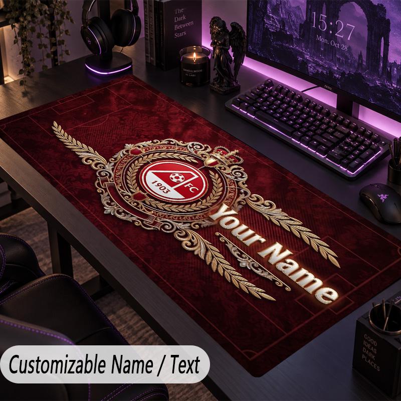 Custom Text Big Mousepad, Extended Desk Pad For Laptop Work GameAberdeen FC