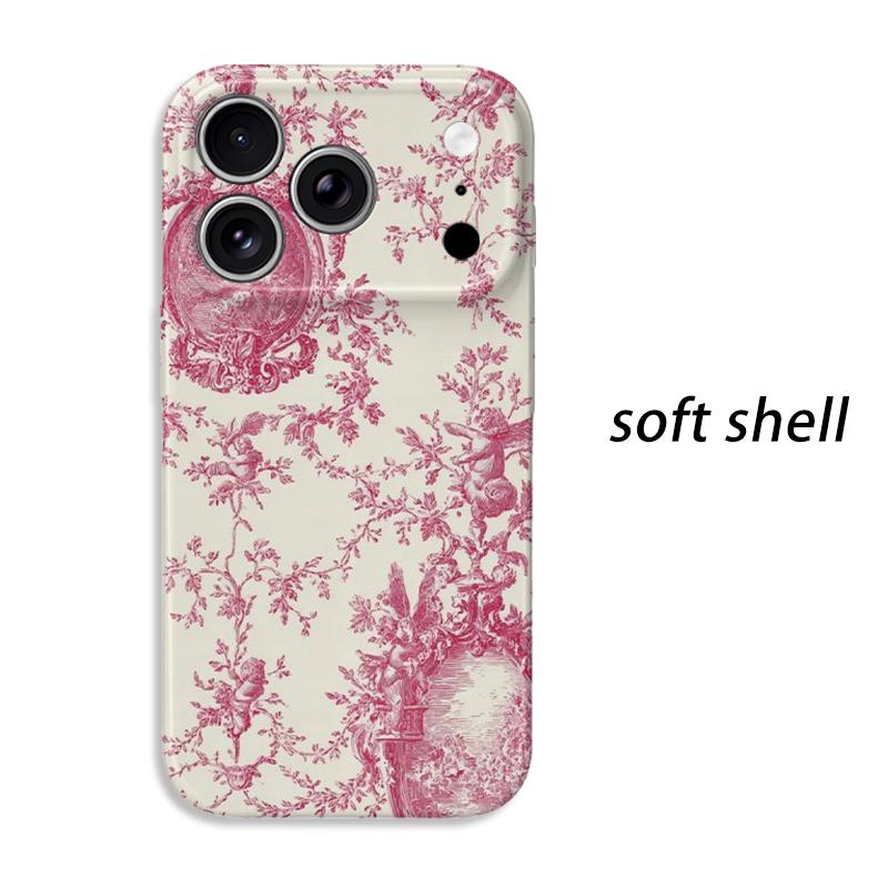 Classic Vintage French Toile Ditsy Botanical Print Pattern Art Design Film Aesthetic Protective Shockproof Bumper Case Cover For iPhone 14 15 16 Pro