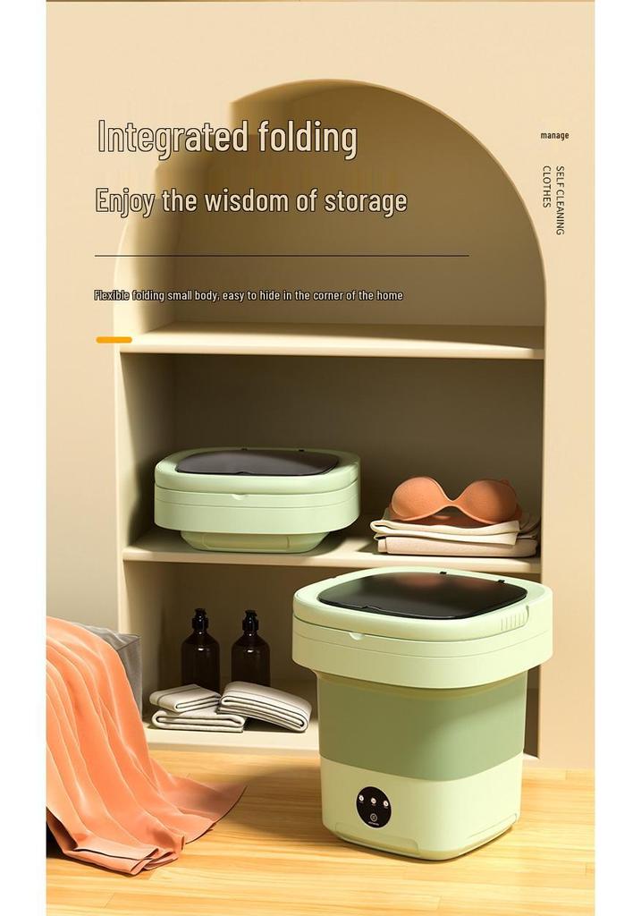 Compact Folding Washing Machine with Automatic Spin and Dehydration for Dormitory or Home Use