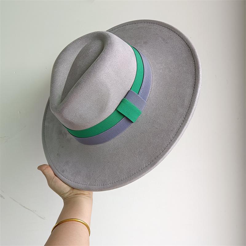 Elastisches Band Buntes Wildlederhut Herbst und Winter Damenfilzhut Breitkrempiger Hut Britischer Stil Retro Herrenhut Gorras Hombre