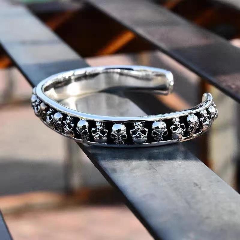 Fashionable Gothic Style Skull Punk Bracelet Vintage Alloy Open Bracelet Handmade Jewelry Party Jewelry Gift