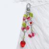 Delicate Strawberry Floral Design Keyring Lightweight Portable Bag Charm Decors Handmade Strawberry Flower Keyring