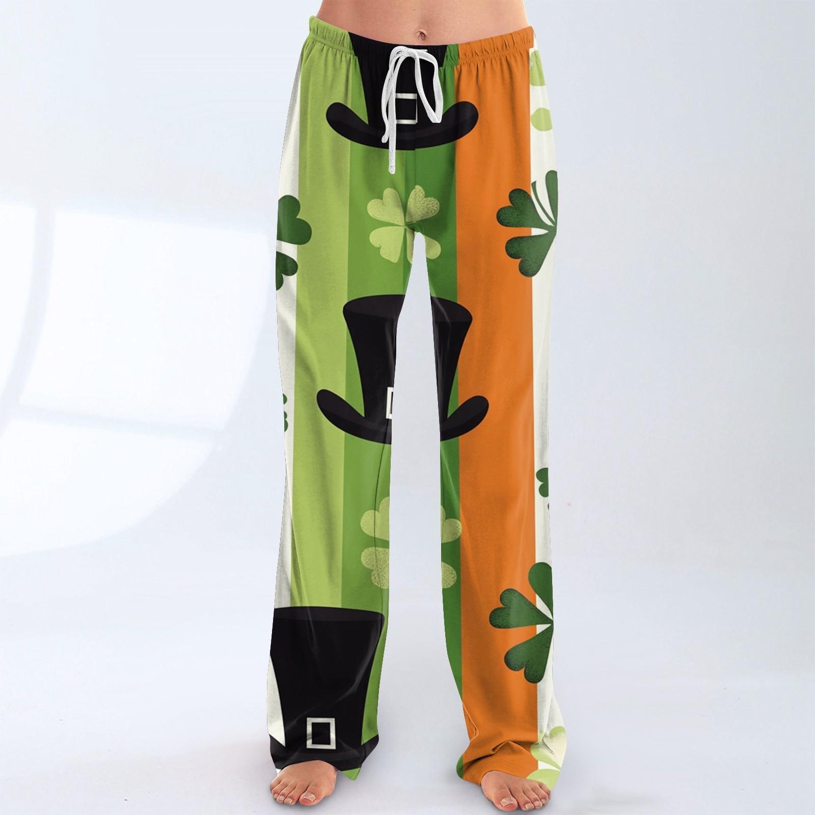 

Женская мода Свободный повседневный St. Повседневные брюки с принтом ко Дню Святого Патрика XL шафрановый