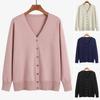 Autumn Casual Womens Cardigan Soft V Neck Long Sleeve Single Button Solid Color Sweater Coat