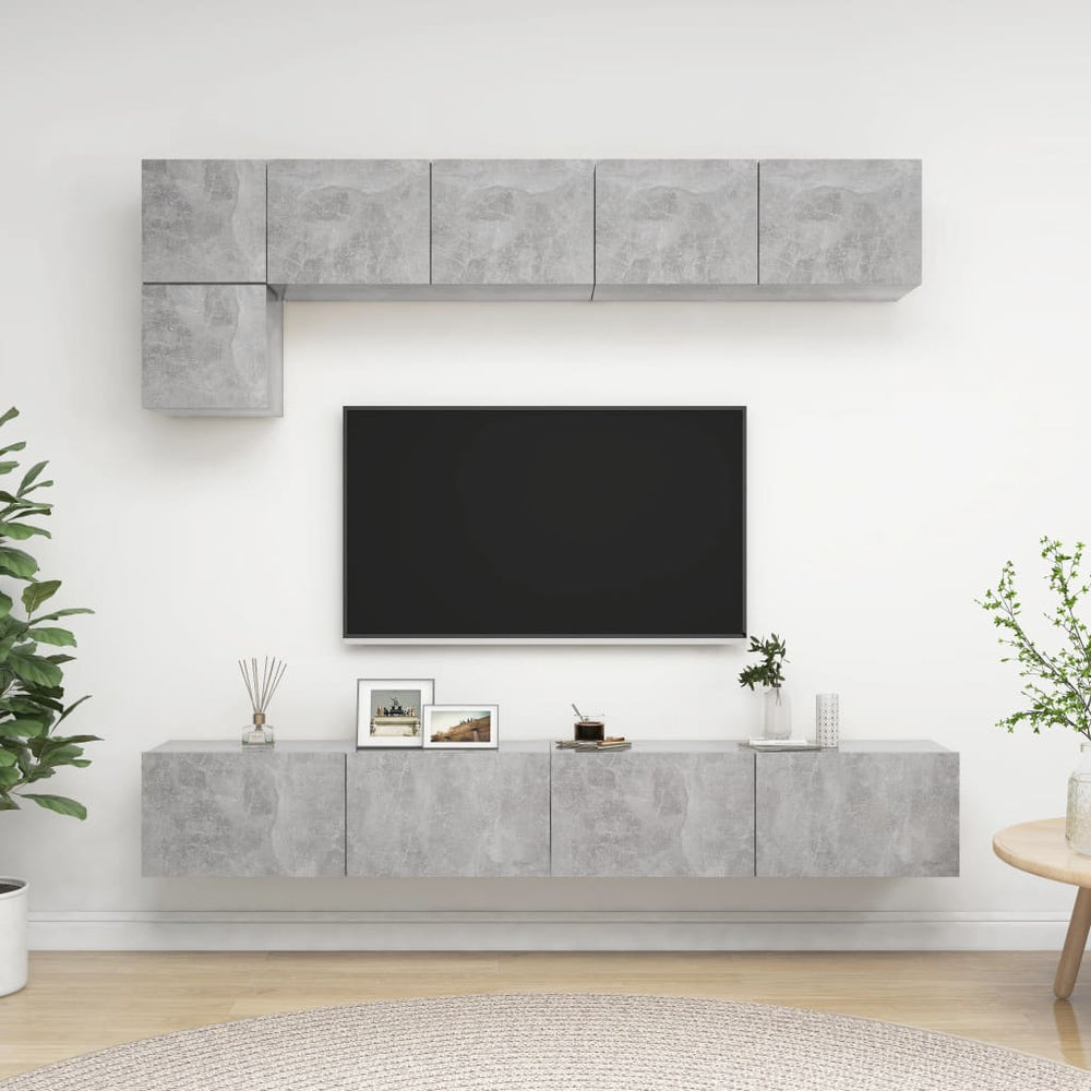 Set of 5 Pcs TV Furniture Concrete Engineered Wood