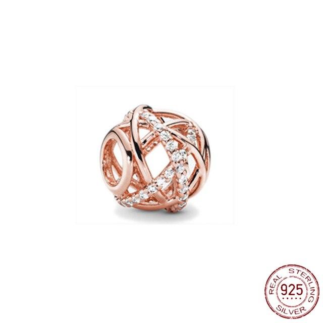 Nouveau 925 En Argent Sterling Rose Fille Garçon Rose Étincelle Entretoise Clip Charme À Perles Original De Mode Bracelet Bijoux À Bricoler Soi-Même Pour Les Femmes