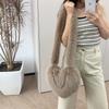 Women Winter Faux Fur Heart Shoulder Bag Soft Plush Chain Crossbody Purse Warm Fluffy Clutch Handbag