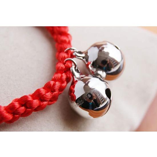 Couple Bell Hand Rope Platinum Plated Silver Jewelry Bracelet Popular Women'S Bracelet Natal Red Rope Jewelry