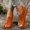 Large Size Wedge Sandals Women's Summer New Hollow Velcro Sandals