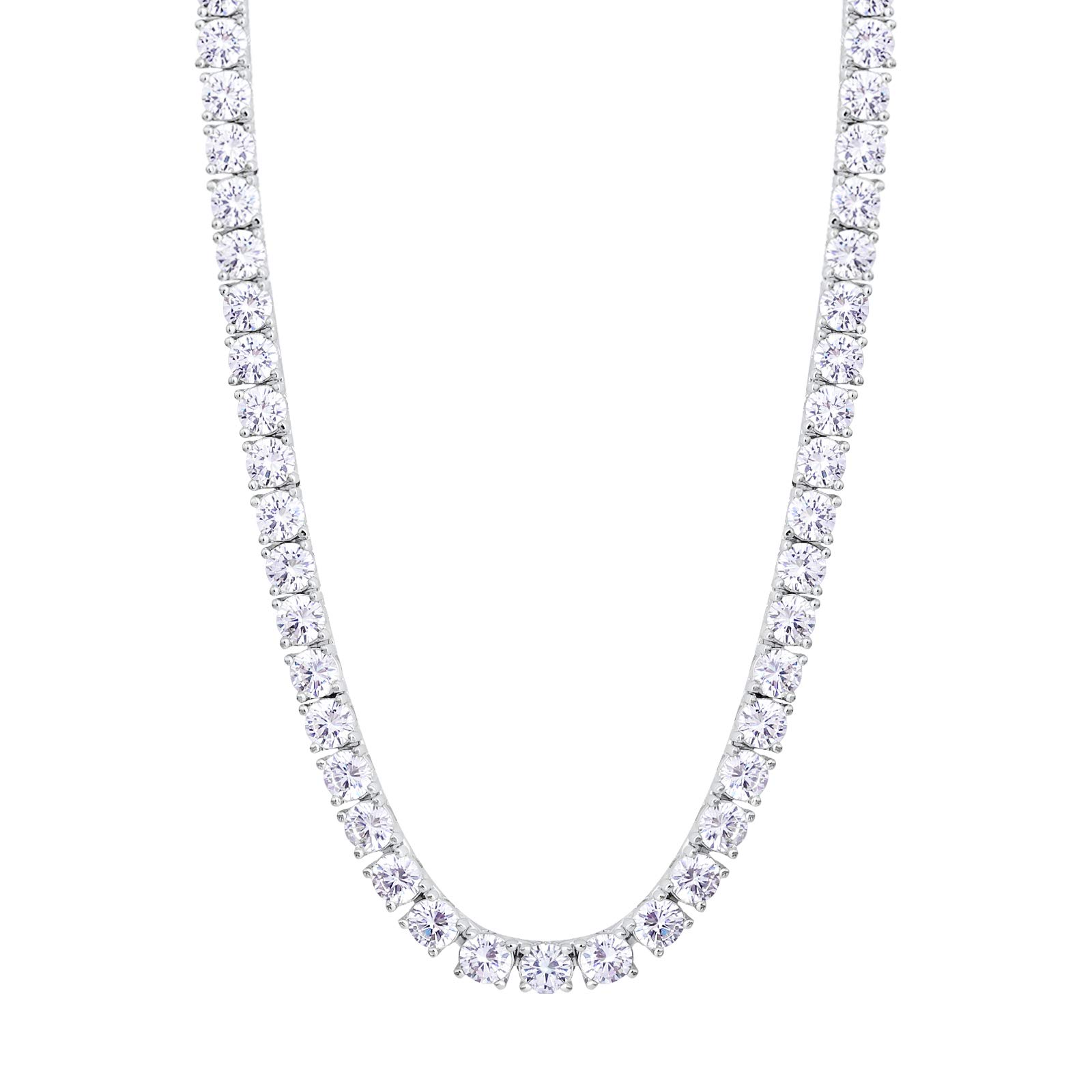 

Tennis Chain Tennis Necklace 4mm Width CZ Diamond White Gold Plated Chain Necklace Zirconia Hip Hop Jewelry Bling Streetwear Accessories KRKC&CO Men s