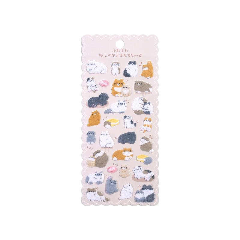 1/6Pcs Cute Cartoon Animals Cats Dogs Birds Felt Cloth Sticker 3D Relief Stickers Fun Scrapbooking Diy Diary Decoration Stickers