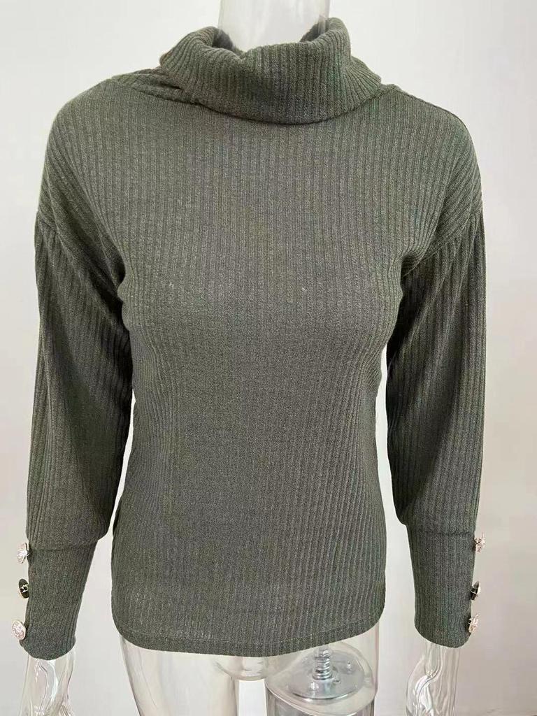Felpa con cappuccio in maglia tinta unita a collo alto da donna Autunno/Inverno 2024