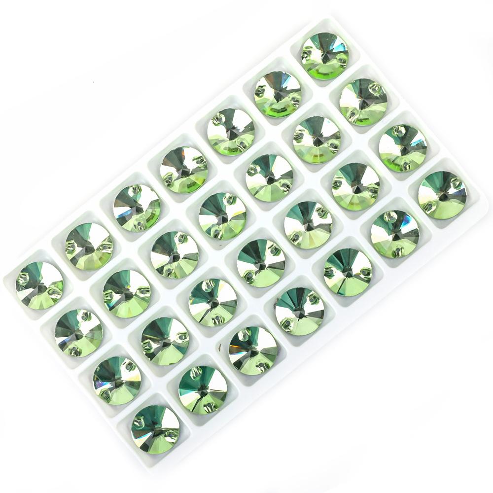 

Weichen Glass Hand-Sewed Drill Round Satellite Crystal Drill Flat Bottom Double Hole Diy Clothing Color Diamond Dress Handmade 12mm 40pcs/bag