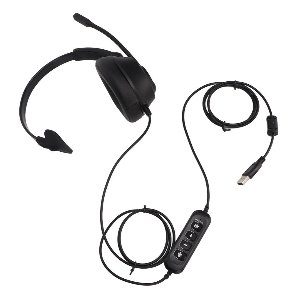 Monaural Business Headset ENC Noise Reduction Mic Mute USB Single Sided Ear Headphone for PCs with