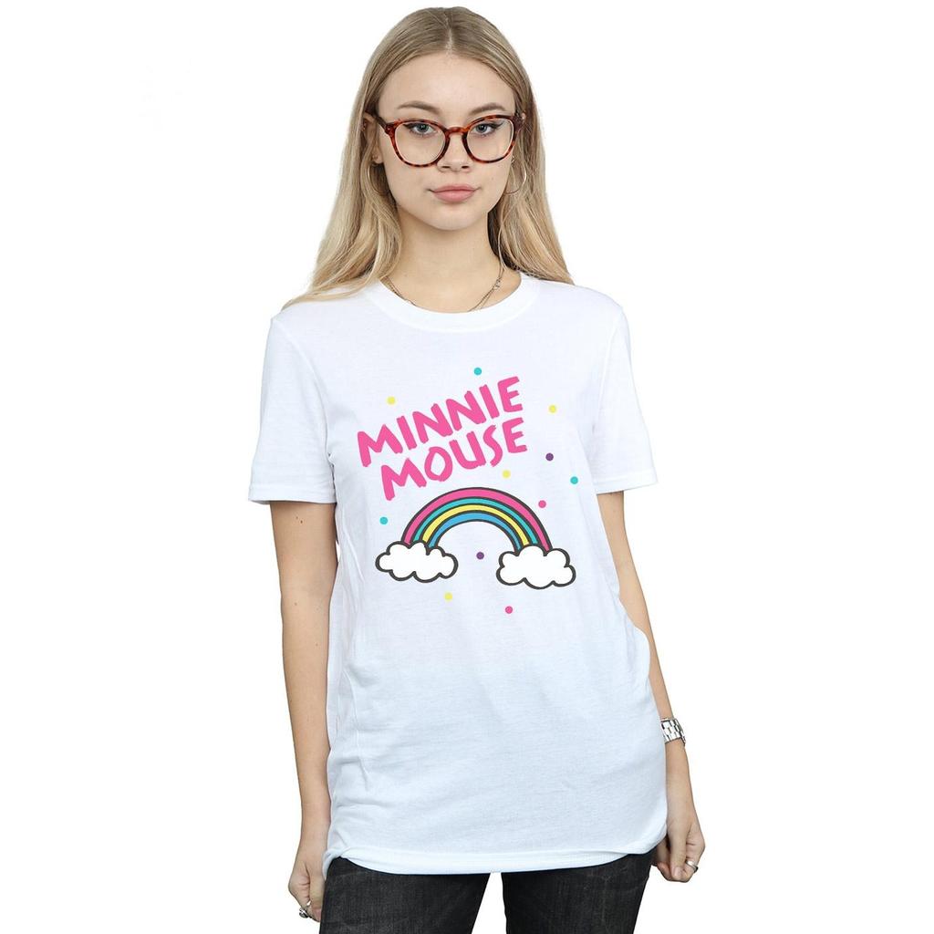 Disney Womens/Ladies Minnie Mouse Rainbow Dots Cotton Boyfriend T-Shirt