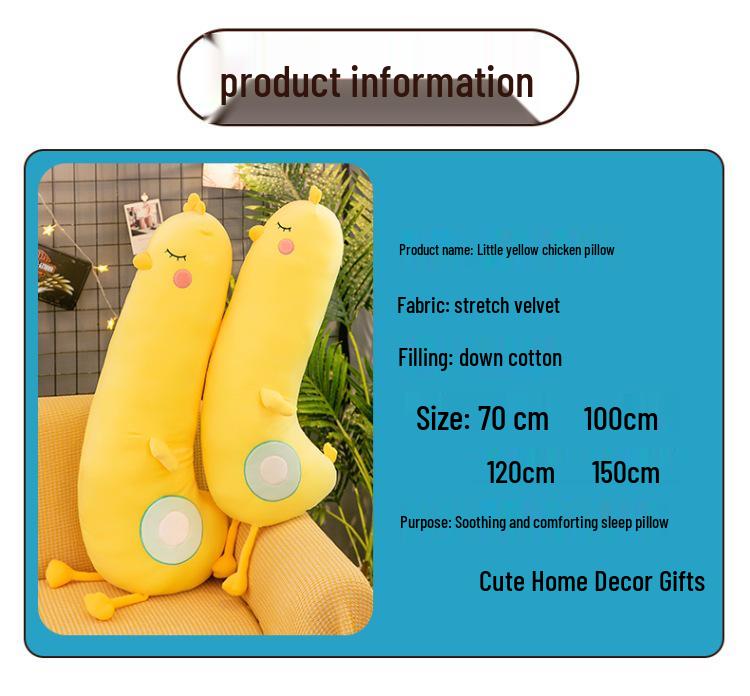 Yellow Chicken Plush Toy - Removable and Washable Hugging Pillow Doll for Kids, Leg-Clamping Stuffed Animal.